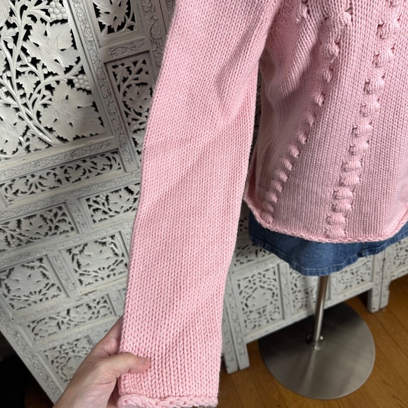 Vintage Talbots Baby Pink Wool Blend Chunky Turtleneck Sweater Sz Medium - Picture 4 of 8